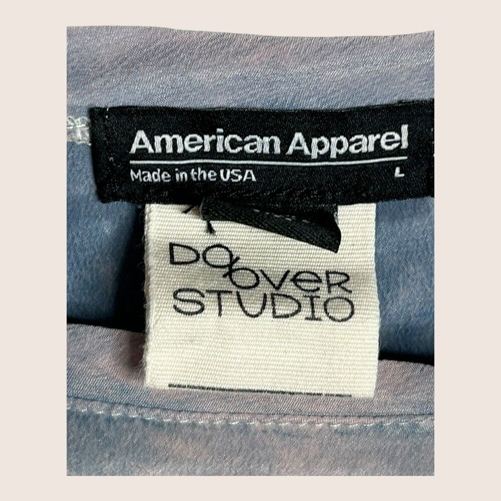🌫️ LARGE RECYCLED HAND TIE DYED AMERICAN APPAREL DO OVER STUDIO 100% SILK TOP - Picture 4 of 5